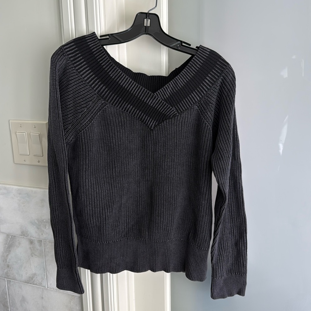 Rag & Bone Dawn Off The Shoulder Sweater Gray x Black Size L
